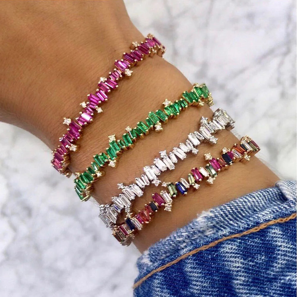 Rainbow Firework CZ Bangle Bracelet for Women