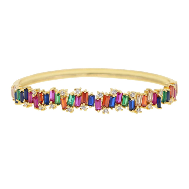 Rainbow Firework CZ Bangle Bracelet for Women