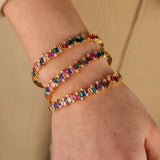 Rainbow Firework CZ Bangle Bracelet for Women