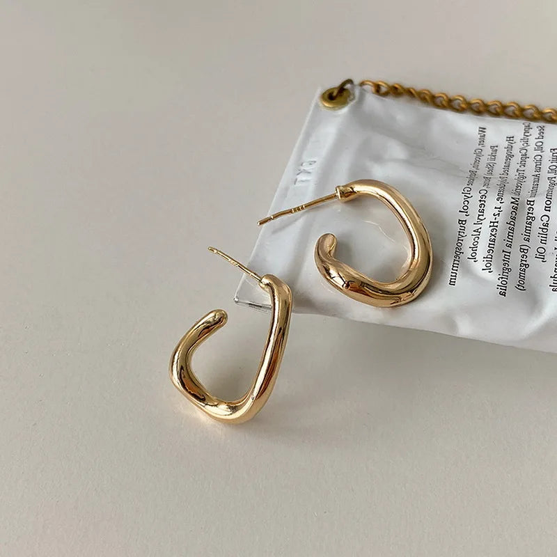 Irregular Geometric Hoop Earrings For Women Girls Jewelry