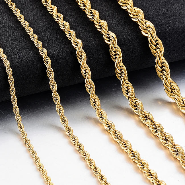 Stainless Steel Rope Chain 2-6mm Jewelry Ladies Necklace