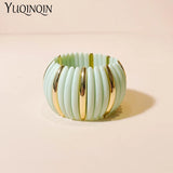 Resin Beads Bangle Bracelet Adjustable Chain Cuff