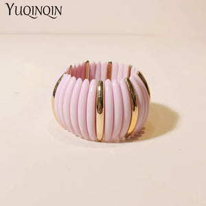 Resin Beads Bangle Bracelet Adjustable Chain Cuff