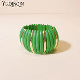 Resin Beads Bangle Bracelet Adjustable Chain Cuff