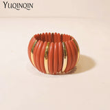 Resin Beads Bangle Bracelet Adjustable Chain Cuff