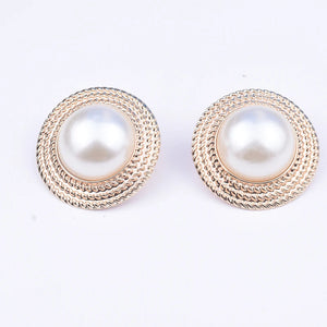 Round Pearl Cuff Ear Clips for Women - Unique Non-piercing Clip Earrings
