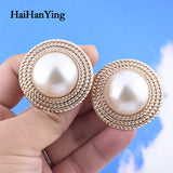 Round Pearl Cuff Ear Clips for Women - Unique Non-piercing Clip Earrings