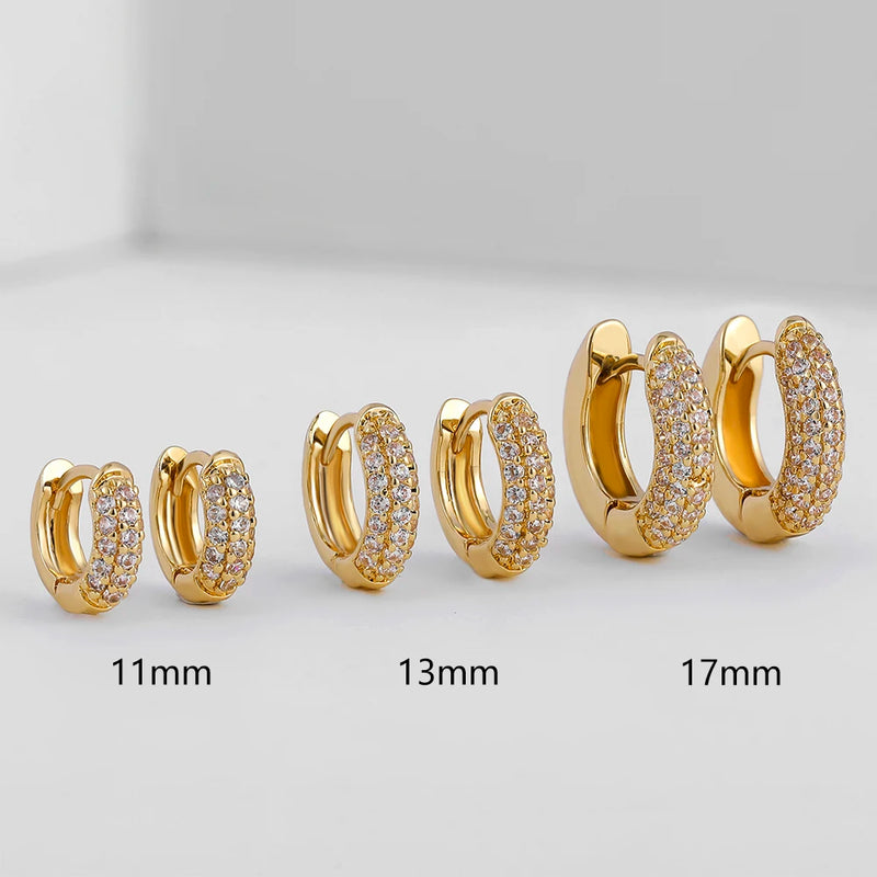 CZ Zircon Plated Huggie Earrings Thin Ear Hoops Round Earring Jewelry