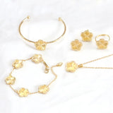 Gold-Plated Silver Flowers 5-Piece Jewelry Set for Women