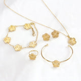 Gold-Plated Silver Flowers 5-Piece Jewelry Set for Women