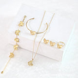 Gold-Plated Silver Flowers 5-Piece Jewelry Set for Women