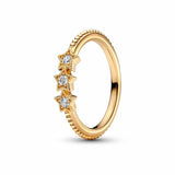 925 Sterling Silver Star Round Wave Charm Ring Ladies Engagement Gift