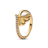 925 Sterling Silver Star Round Wave Charm Ring Ladies Engagement Gift