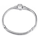 Silver Plate European Snake Chain Charm Bracelet for Women Girls