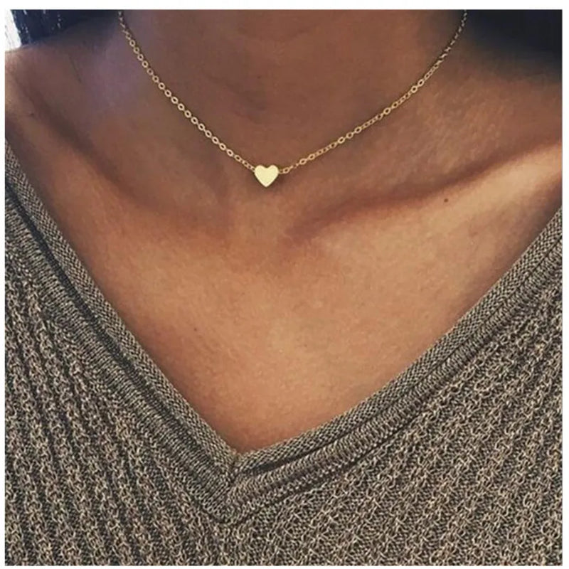 Silver Plated Small Heart Necklaces Women Jewelry Pendant Necklace