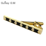 Golden Alloy Tie Clip Classic Meter Tie Bar Crystal Business Collar Pin