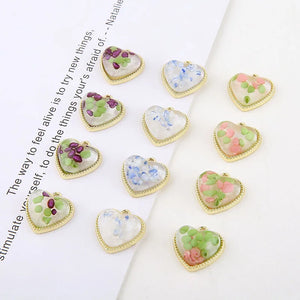 Colorful Heart Jelly Resin Charms Earring Pendants 30pcs