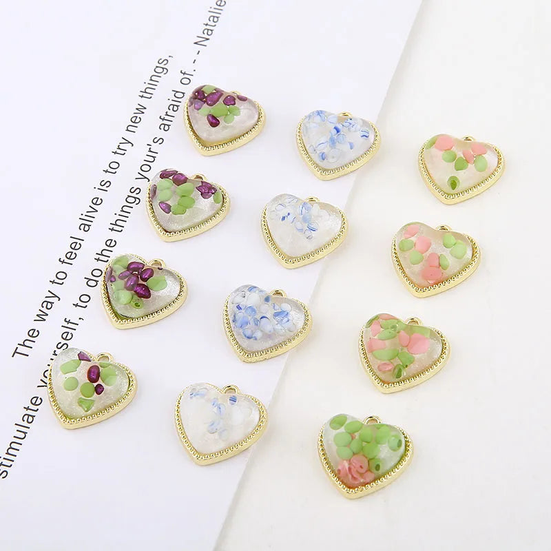 Colorful Heart Jelly Resin Charms Earring Pendants 30pcs