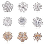 Gold Rhinestone Flower Brooch for Women