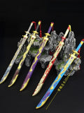 Golden Dragon Key Chain Bag Pendant Alloy Weapon Model Mini Katana Keych