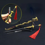 Golden Dragon Key Chain Bag Pendant Alloy Weapon Model Mini Katana Keych