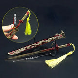 Golden Dragon Key Chain Bag Pendant Alloy Weapon Model Mini Katana Keych