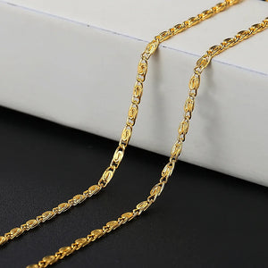Men's 2mm Spiral Flat Chain Necklace 16-24 Inch Golden