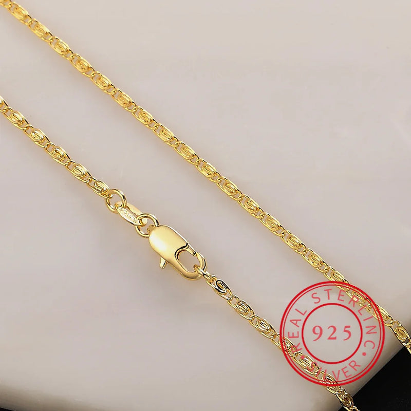 Men's 2mm Spiral Flat Chain Necklace 16-24 Inch Golden