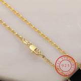 Men's 2mm Spiral Flat Chain Necklace 16-24 Inch Golden