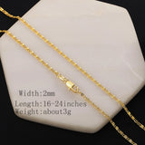 Men's 2mm Spiral Flat Chain Necklace 16-24 Inch Golden