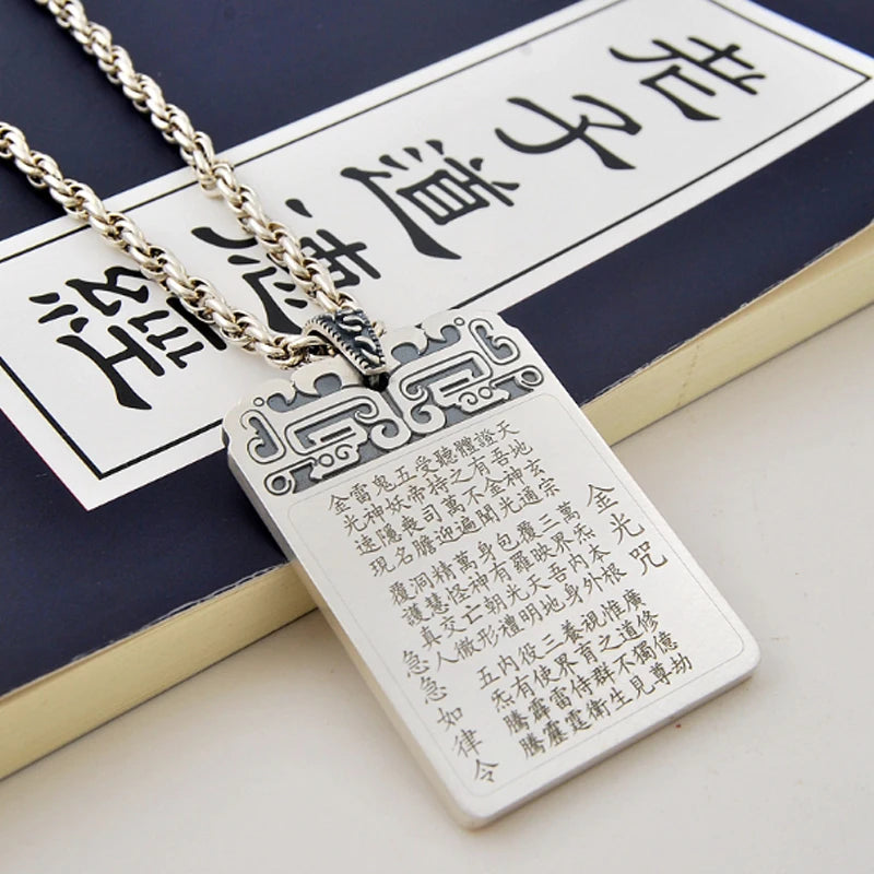 Golden Light Curse Tag Necklace Taoist Jewelry with Pendant