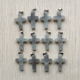 Labradorite Stone Cross Pendants for Necklaces - 30pcs/lot