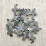 Labradorite Stone Cross Pendants for Necklaces - 30pcs/lot