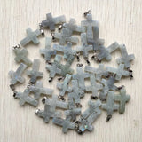 Labradorite Stone Cross Pendants for Necklaces - 30pcs/lot