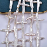 Freshwater Pearls Glare Baroque Cross Beaded 25*30mm Pendant