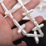 Freshwater Pearls Glare Baroque Cross Beaded 25*30mm Pendant