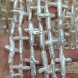 Freshwater Pearls Glare Baroque Cross Beaded 25*30mm Pendant