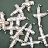Baroque Style Pearl Pendant Cross DIY Accessories 24x30mm