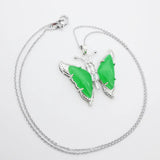 30X32MM Green Jade Butterfly Pendant with Zircon Inlay