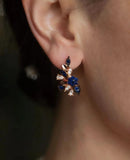 Unique Rose Micro Wax Inlay Drop Earrings with Colorful Stones