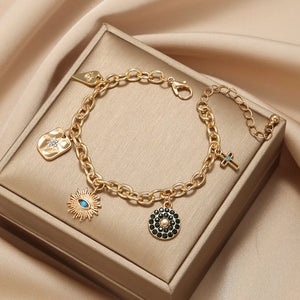 Evil Eye Bracelet Sunflower Stainless Steel Jewelry For Women