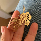 Monstera Palm Green Leaf Drop Earrings for Women