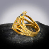 925 Silver Flower Ring Zircon Enamel Women's Jewelry