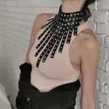 Goth Punk Leather Choker Necklace Gothic Collar