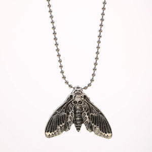 Gothic Moth Skull Pendant Necklace