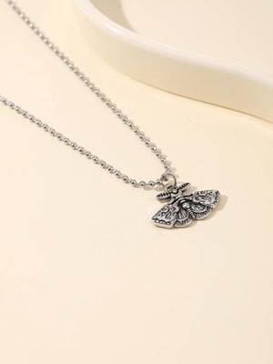Gothic Moth Skull Pendant Necklace