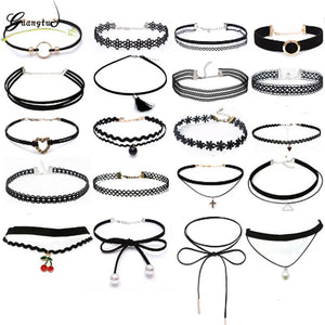 Gothic Lace Leather Velvet Tattoo Choker Necklaces For Women