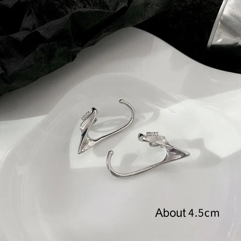 Gothic Elf Ear Cuffs Piercing Earrings Silver Punk Tassel Earrings Goth Jewelry