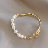 Gothic Metal Pearl Charm Bracelet Women's Wrist Accessory