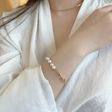 Gothic Metal Pearl Charm Bracelet Women's Wrist Accessory